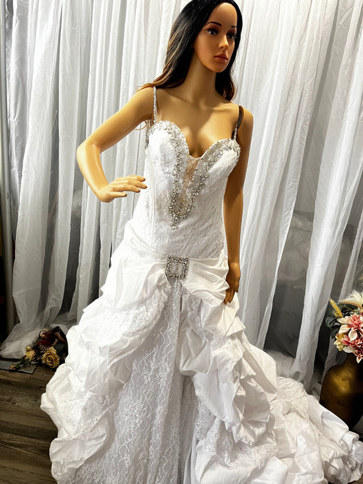 Demetrios Wedding Dress Bling Straps and Belt DP-DP207 Demetrios Wedding Gown