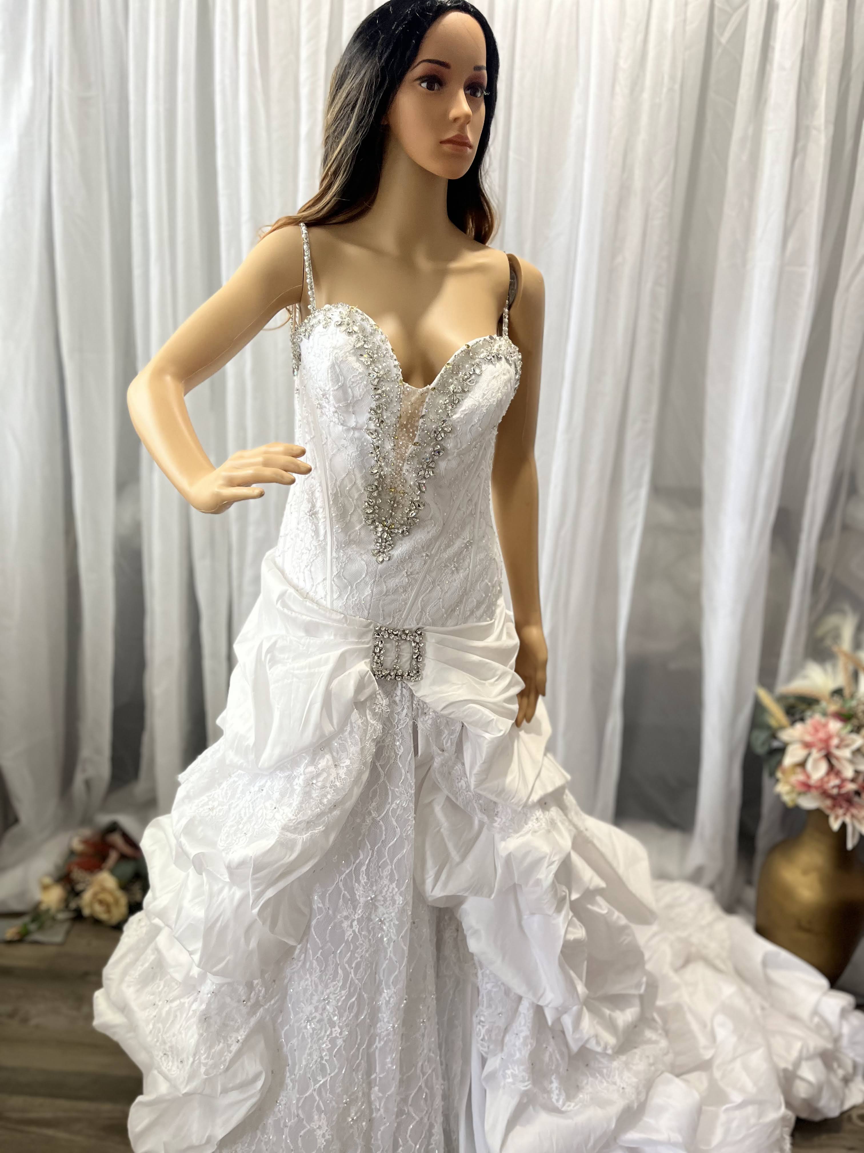 Demetrios Wedding Dress Bling Straps and Belt DP-DP207 Demetrios Wedding Gown