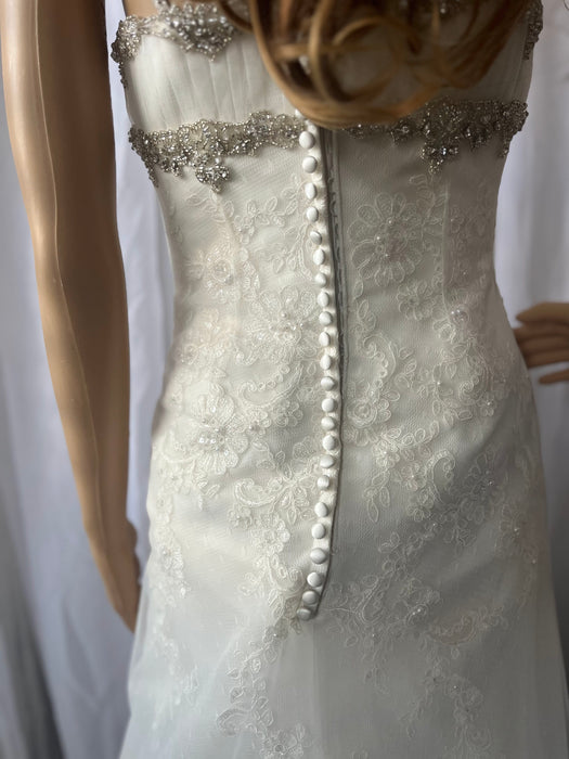 Ivory Lace  Bling Wedding Dress Bling Straps Bridal Gown