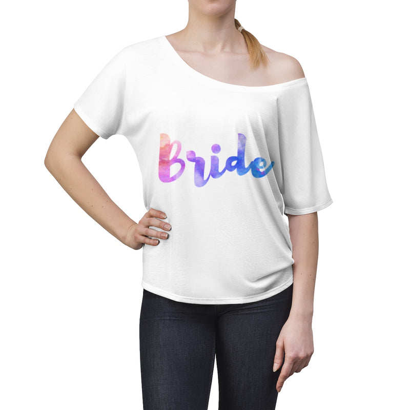 Bride Women's Watercolor Slouchy Off Shoulder Top