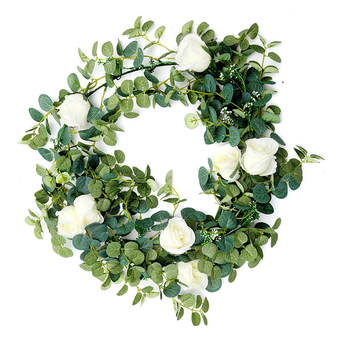 Silk Artificial Rose Garland Hanging Flower Vine for Wall Decoration Rattan Plants Leaves Garland Romantic Wedding Home Decoration
