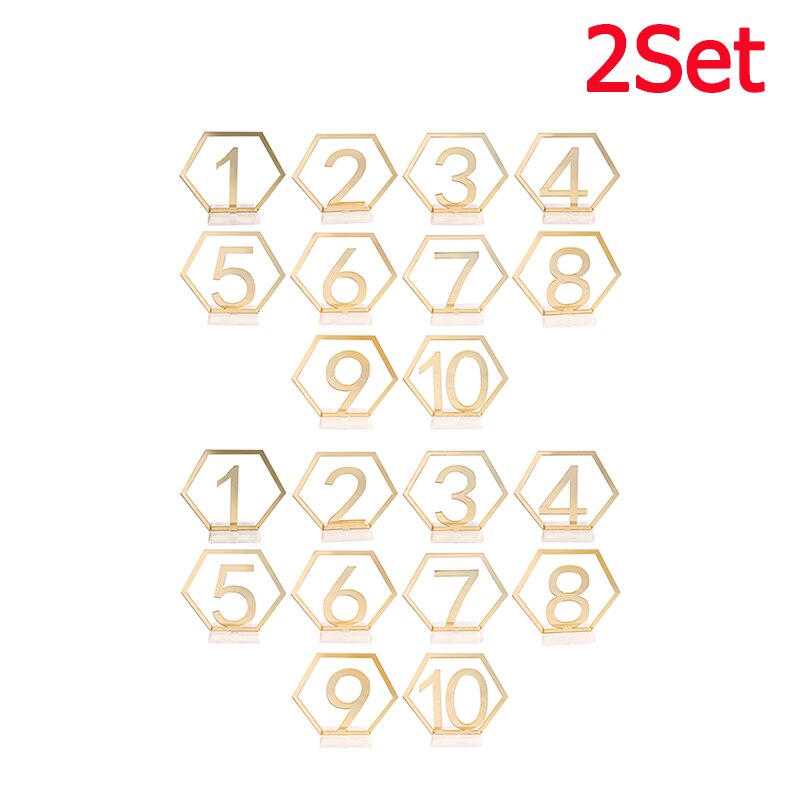 Hexagon Table Number Signs for Wedding Party Decor Silver Gold Acrylic Number Birthday GeometricTable Seat Card Roman Numerals