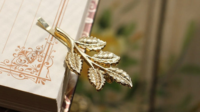 2pcs Golden 5 Leaf Hairpin Fashion Bridal Headdress Olive Leaf Tree Leaves Hair