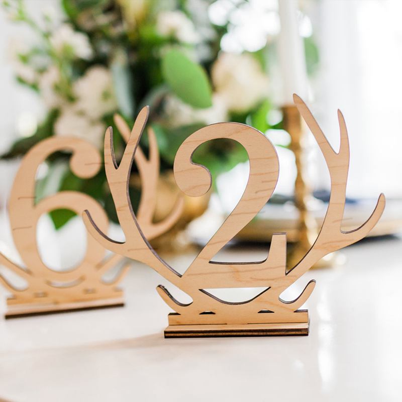 Antlers Shape 1-20 Numbers Signs Wedding Table Number Wooden Table Number Rustic Wedding Seat Numbers Party Direction Signs