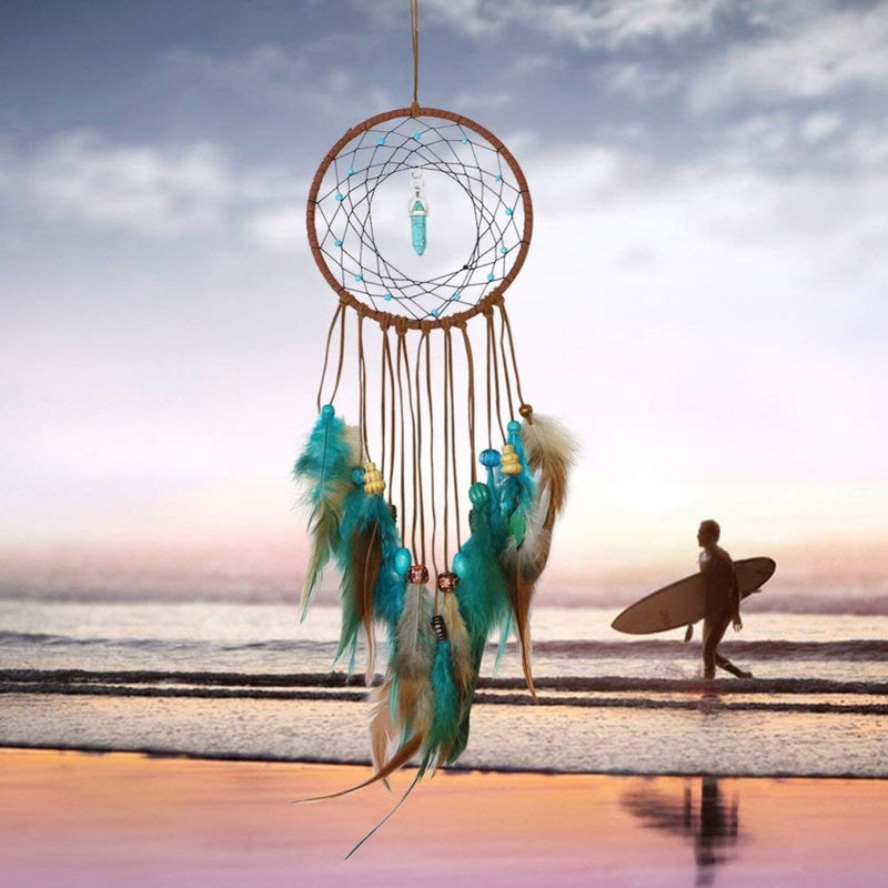 Dream Catcher With Lights Feathers, Hand-Woven Ornaments, Gift for Her, Wall Hanging Decor