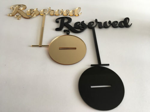 Reserved Sign Reception Wedding Table Seating Signs Freestanding Gold Black Acrylic