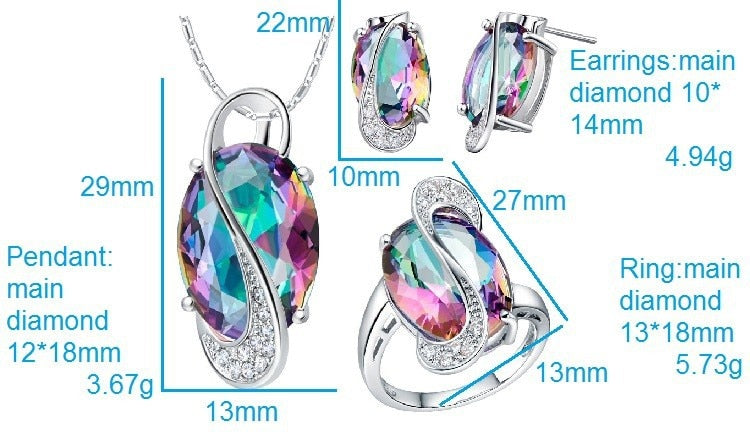 Wedding Bridal Jewelry Set Crystal Stud Earrings Ring Necklace Costume Jewelry Sets